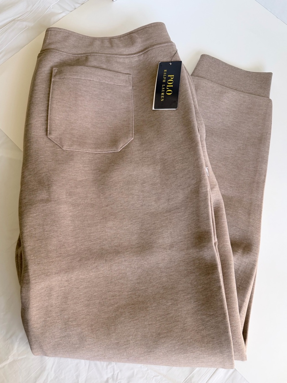 Ralph Lauren Tan Heather Drawstring Joggers with Polo Logo - Picture 5 of 9